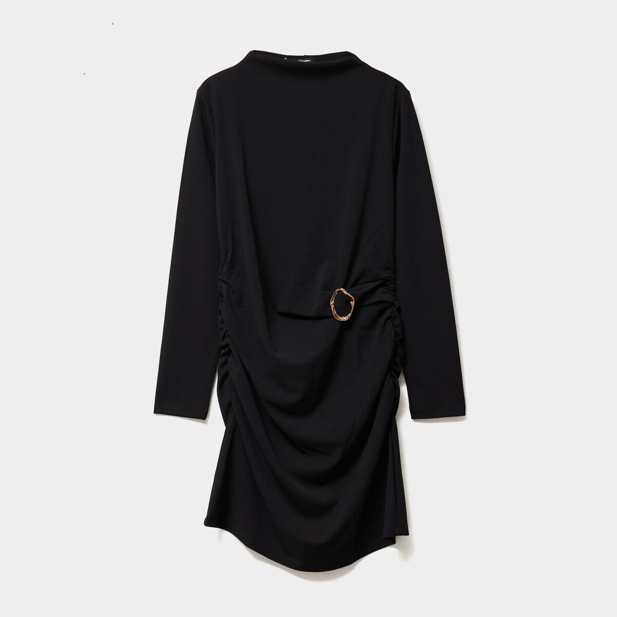 Robe avec boucle et fronces noir femme