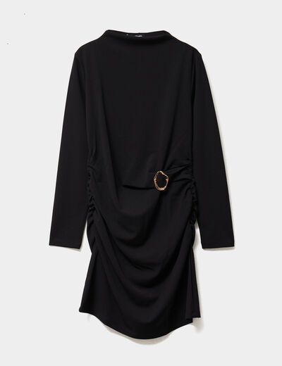 Robe avec boucle et fronces noir femme