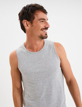 Débardeur col rond bretelles larges gris homme