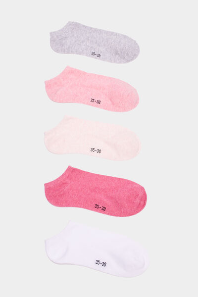 Lot 5 paires chaussettes invisibles rose mixte