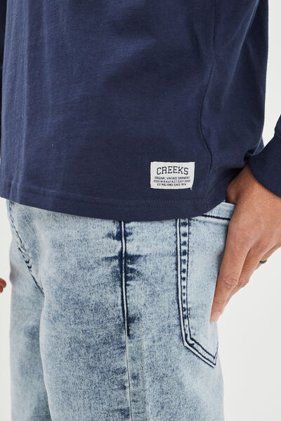 T-shirt manches longues bleu marine homme