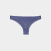 Tanga en dentelle doublure coton bleu gris femme