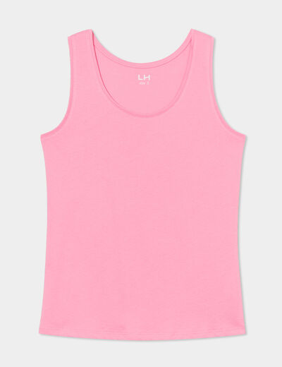 Débardeur bretelles larges coton rose femme