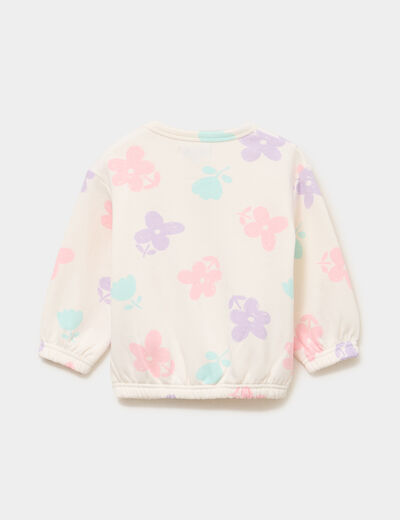 Sweat molletonn&eacute; manches longues creme b&eacute;b&eacute; fille