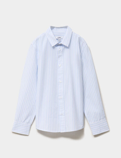 Chemise col italien coton bleu ciel gar&ccedil;on