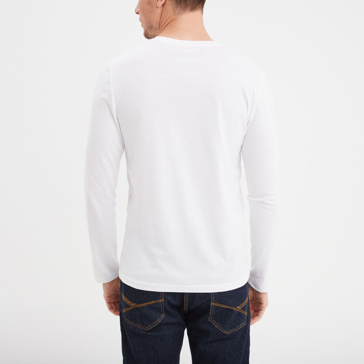 T-shirt manches longues blanc homme