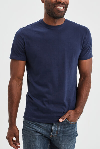 T-shirt en coton manches courtes bleu marine homme
