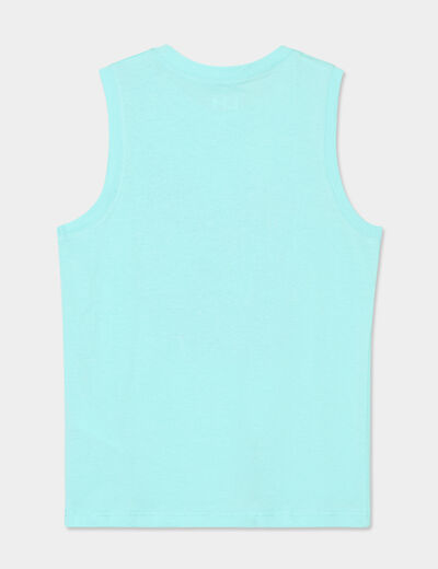 Lot 2 débardeurs col rond coton bleu turquoise garçon