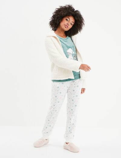 Veste de pyjama fausse fourrure blanc femme