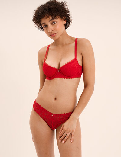 Soutien-gorge corbeille padd&eacute; dentelle rouge femme