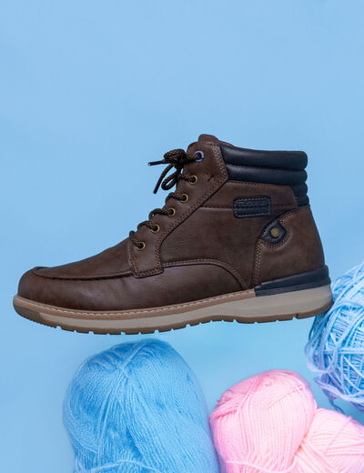 Bottines avec lacets marron homme