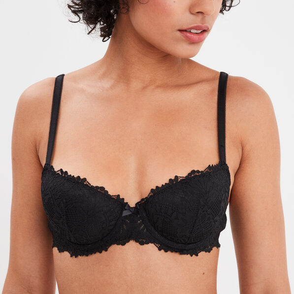 Soutien-gorge emboîtant paddé dentelle noir femme