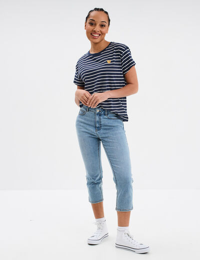 T-shirt manches courtes coton ecru femme