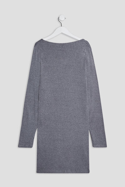 Robe droite à encolure carrée gris femme