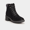 Bottines &agrave; talons et lacets noir femme