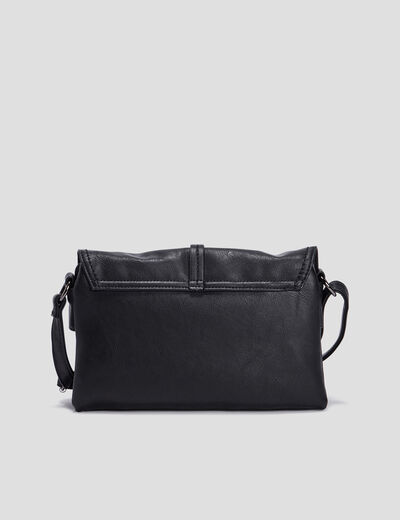 Sac bandoulière à rabat rectangulaire noir femme