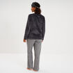 Ensemble pyjama effet polaire 3 pi&egrave;ces bleu marine femme