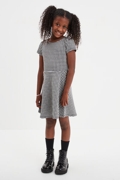Robe patineuse manches courtes ecru fille