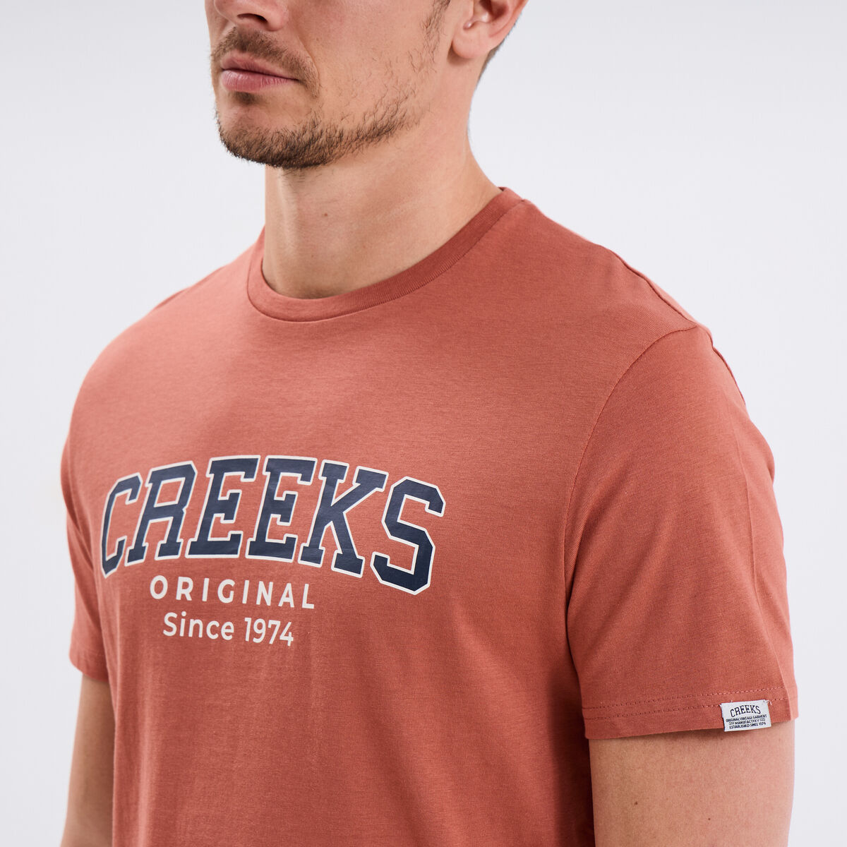 T-shirt manches courtes coton vieux rose homme