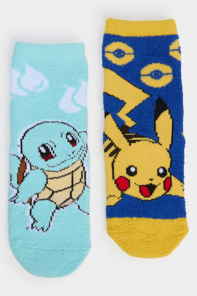 Lot 2 chaussettes d'int&eacute;rieur Pok&eacute;mon bleu gar&ccedil;on