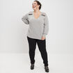 Pull avec col en V gris femme grande taille