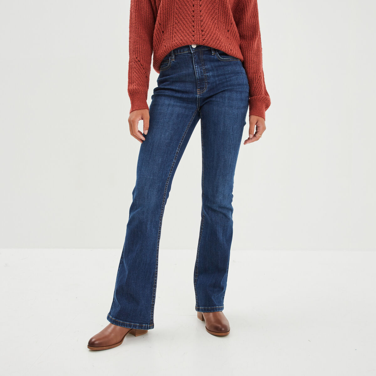 Jeans flare 5 poches Creeks denim stone femme