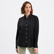 Chemise oversize lin mélangé noir femme