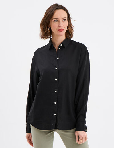 Chemise oversize lin mélangé noir femme