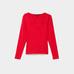 T-shirt ajust&eacute; encolure carr&eacute;e rouge femme