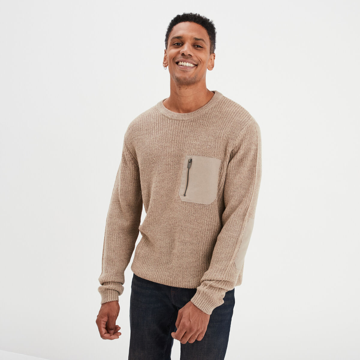 Pull 1 poche buste zipp&eacute;e Liberto taupe homme