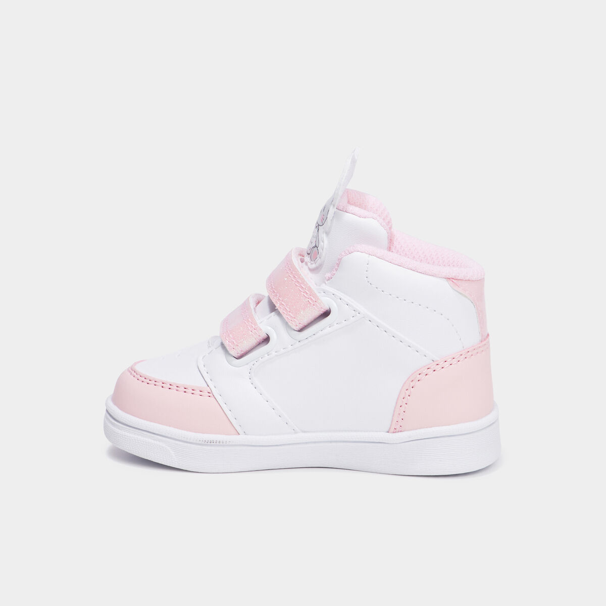 Baskets montantes &agrave; scratchs blanc b&eacute;b&eacute; fille