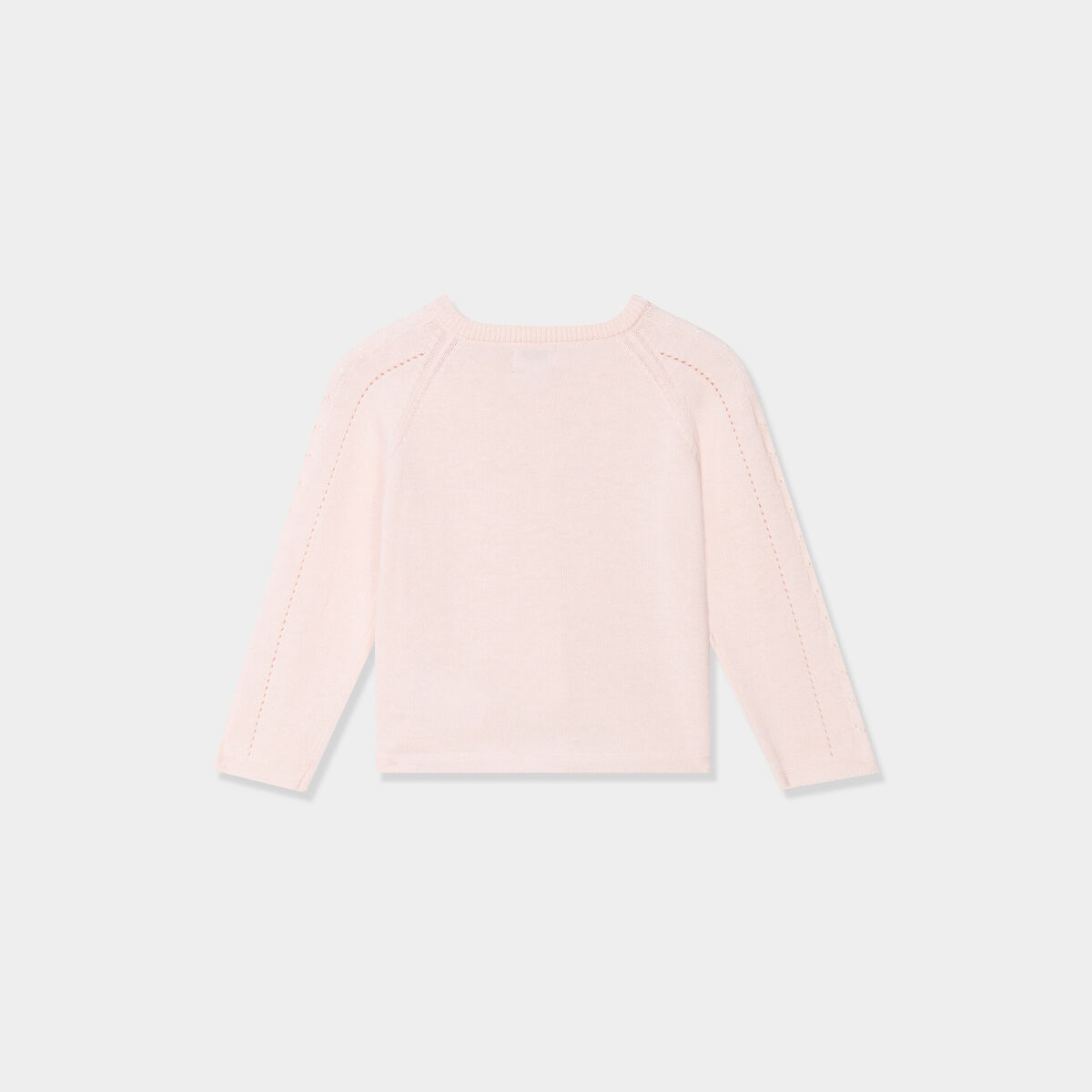 Gilet boutonné manches longues coton rose clair bébé fille