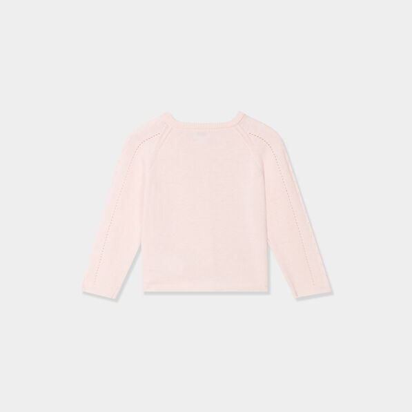 Gilet boutonné manches longues coton rose clair bébé fille