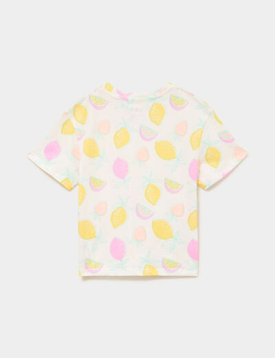 T-shirt nou&eacute; manches courtes coton ecru fille
