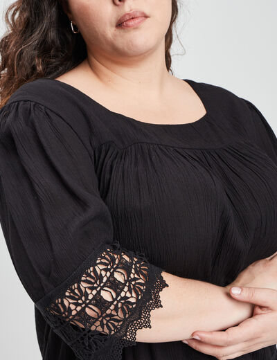 Blouse manches courtes noir femme grande taille