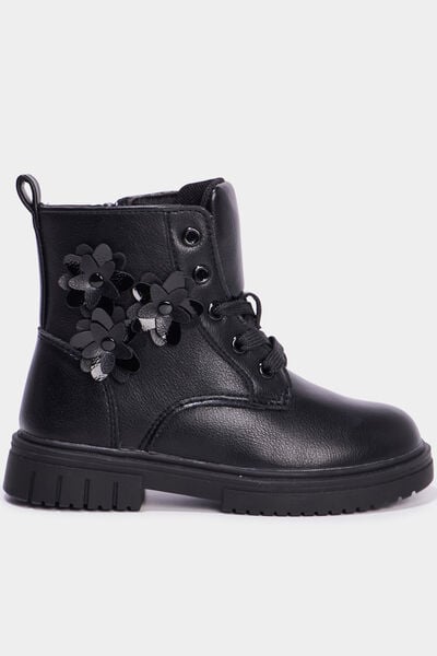 Boots &agrave; lacets noir fille