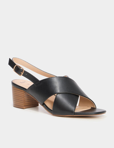 Mules à talons 5 cm noir femme