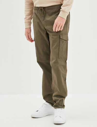 Pantalon cargo en coton vert kaki homme