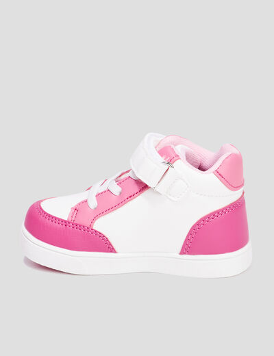 Baskets montantes à scratchs Kicone rose bébé fille
