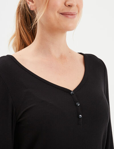 Ensemble pyjama manches longues 2 pièces noir femme