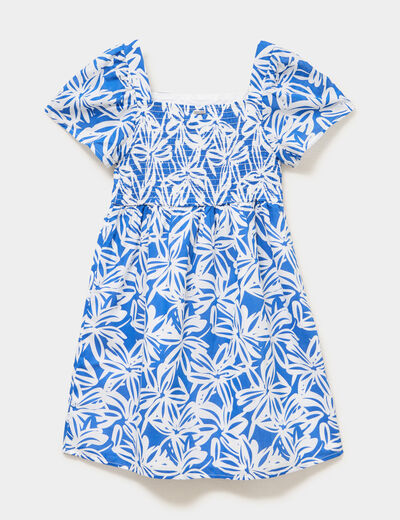 Robe &eacute;vas&eacute;e manches courtes coton ecru fille