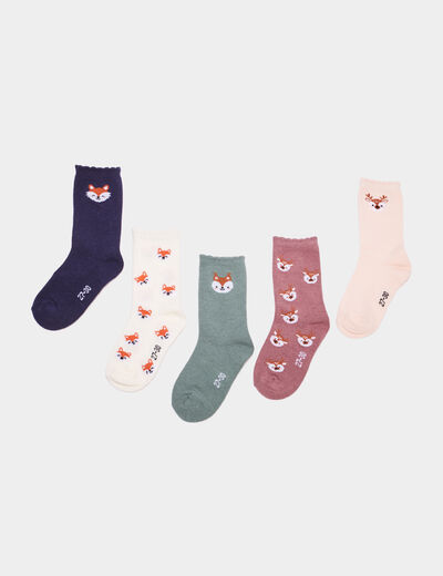 Lot 5 paires chaussettes multicolore fille