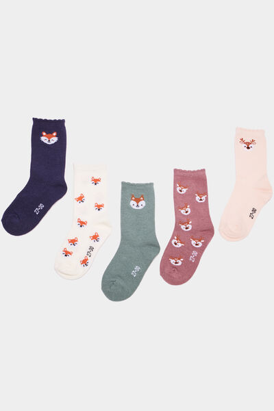 Lot 5 paires chaussettes multicolore fille