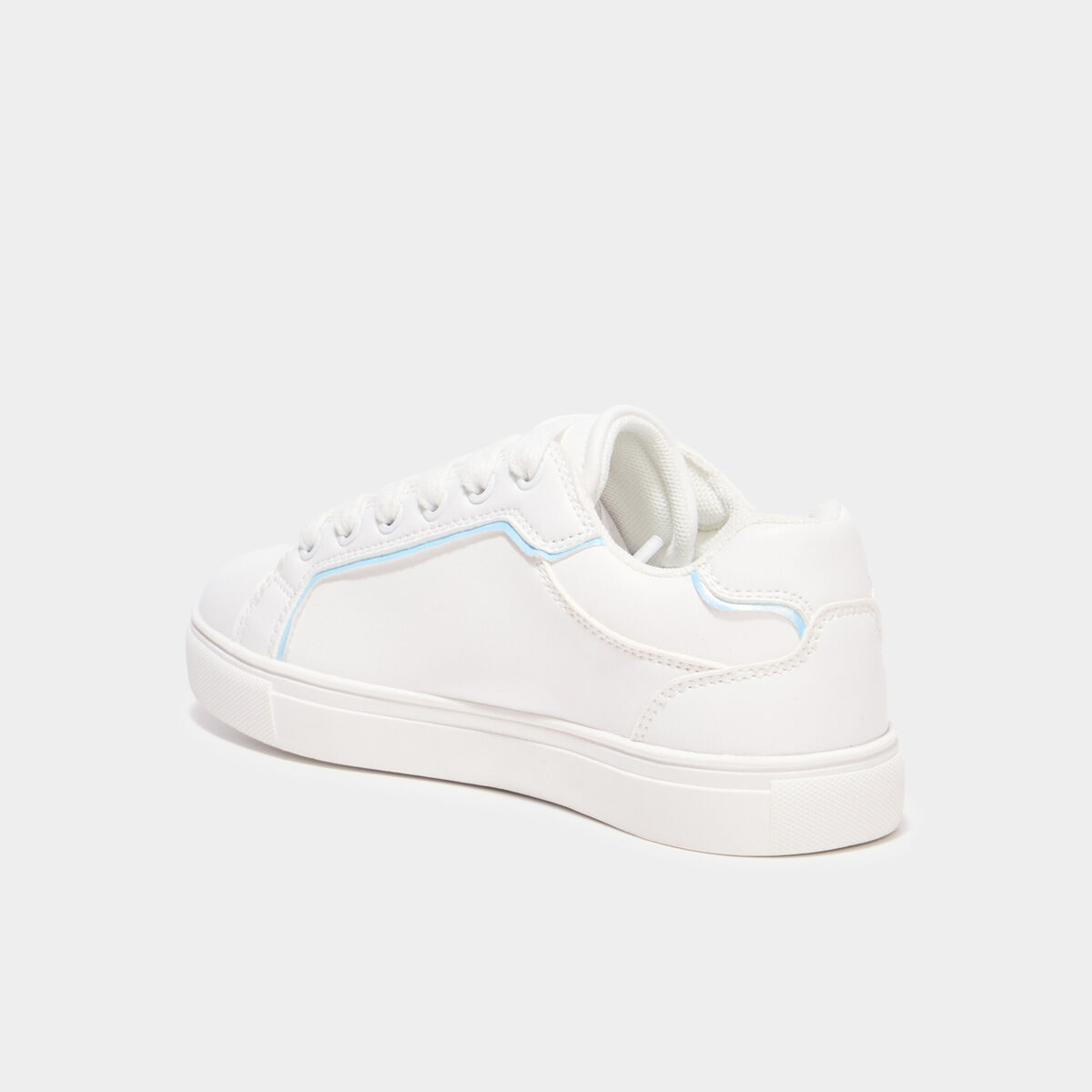 Baskets &agrave; lacets fleurs blanc fille