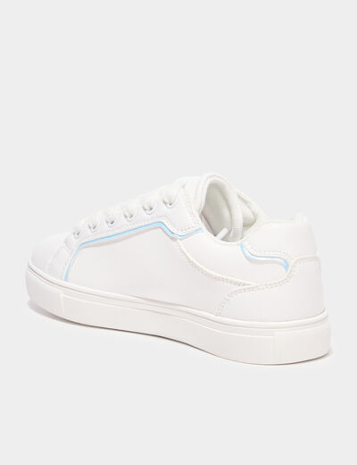 Baskets &agrave; lacets fleurs blanc fille