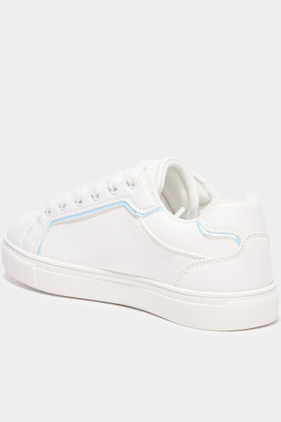 Baskets &agrave; lacets fleurs blanc fille