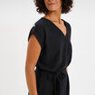 Robe effet gaufré manches courtes noir femme
