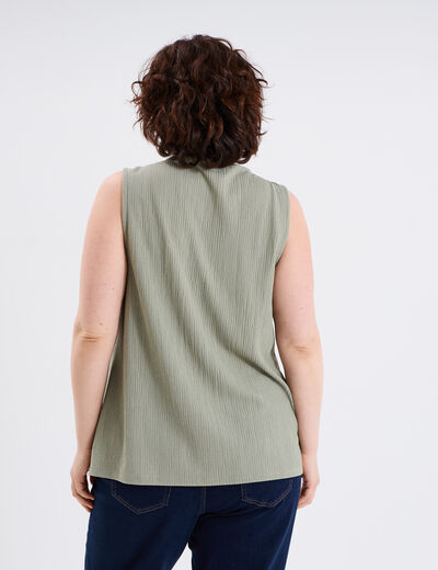 Débardeur fluide effet gauffré vert kaki femme grande taille