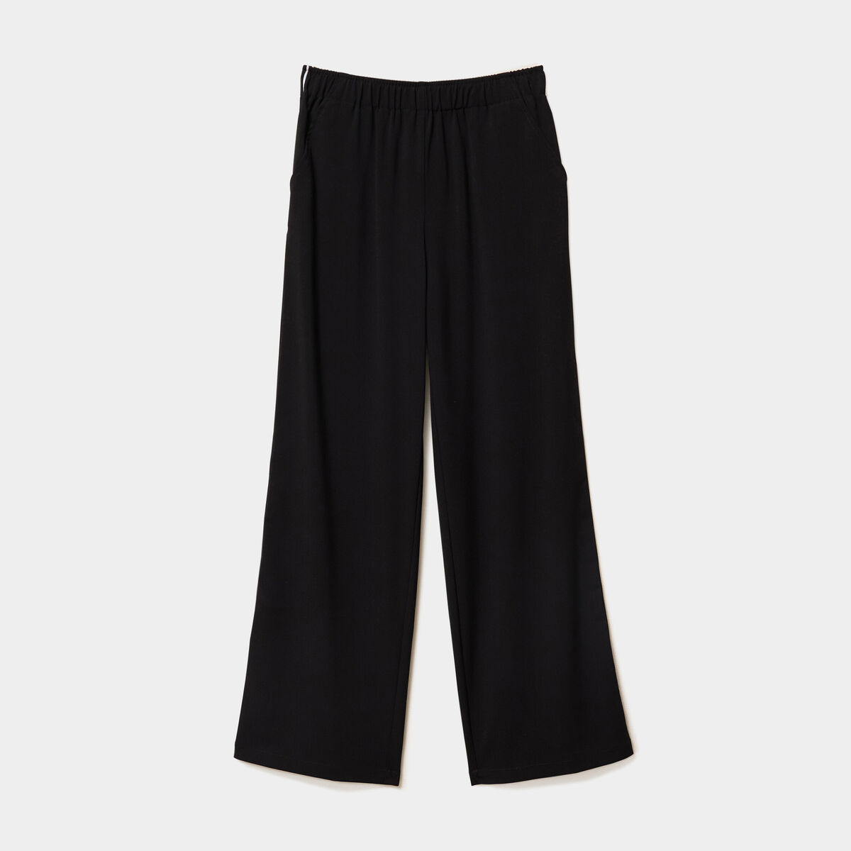 Pantalon fluide élastiqué avec bandes noir femme