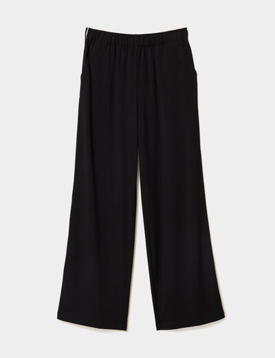 Pantalon fluide élastiqué avec bandes noir femme